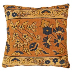 Decorative Antique Indian Agra Rug Pillow with Floral Elements Allover