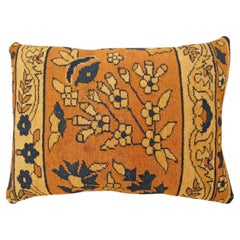 Decorative Antique Indian Agra Rug Pillow with Floral Elements Allover