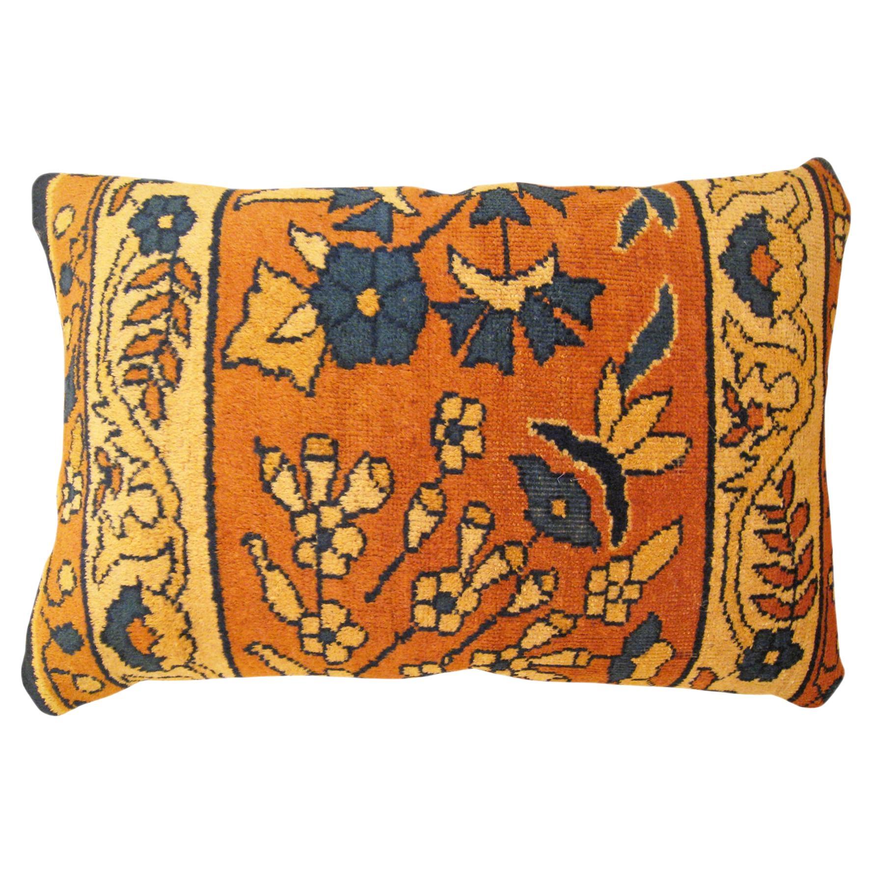 Decorative Antique Indian Agra Rug Pillow with Floral Elements Allover For Sale