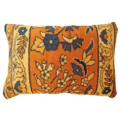 Decorative Antique Indian Agra Rug Pillow with Floral Elements Allover
