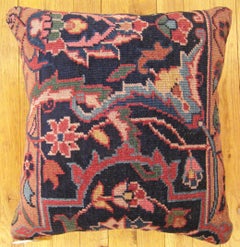 Decorative Antique Indian Agra Rug Pillow with Floral Elements