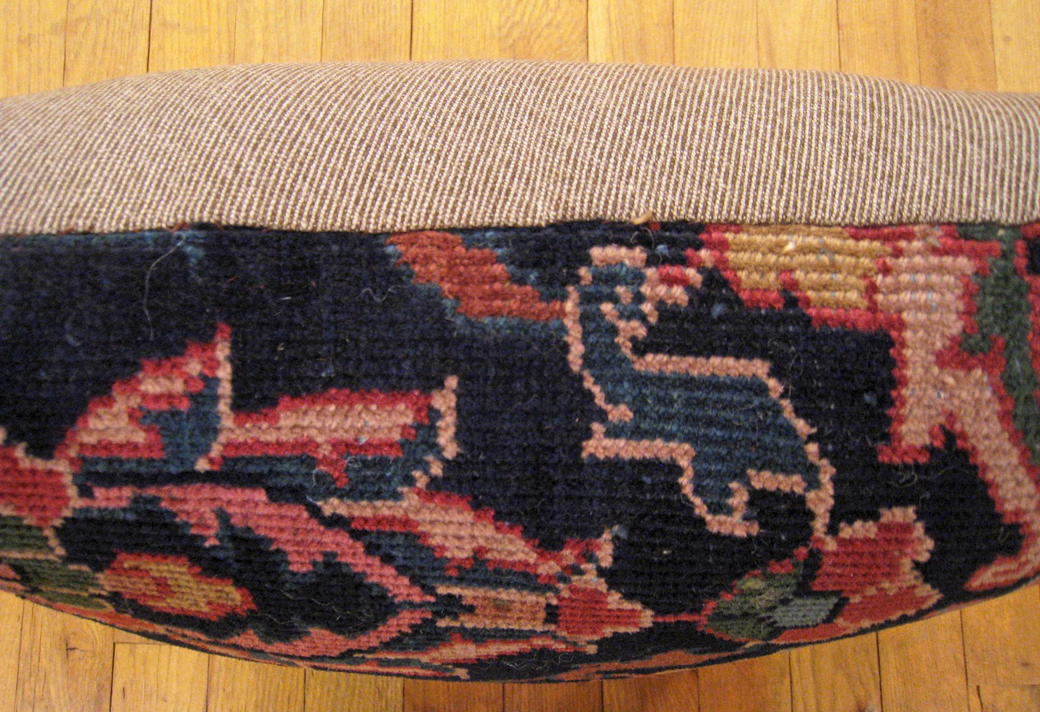 Decorative Antique Indian Agra Rug Pillow with Floral Elements In Fair Condition For Sale In New York, NY