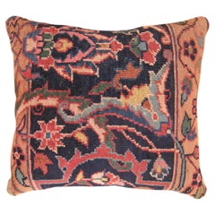 Coussin décoratif indien ancien de tapis Agra avec éléments floraux