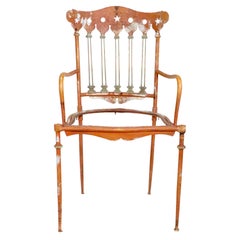 Decorative Antique Iron Brass and Steel Garden Patio Chair c 1900/1930's
