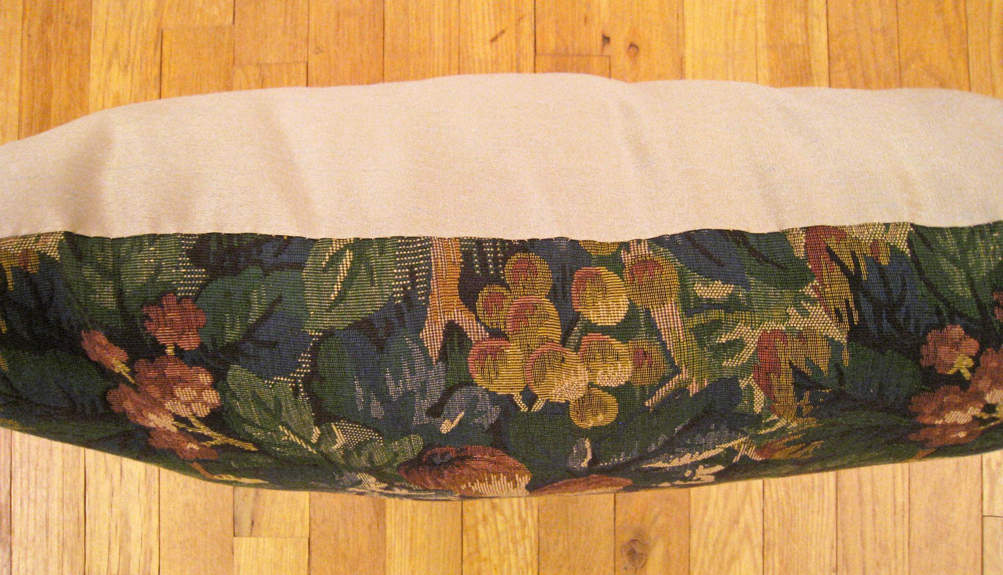 Decorative Antique Jacquard Tapestry Pillow with a Garden Design Allover In Good Condition For Sale In New York, NY