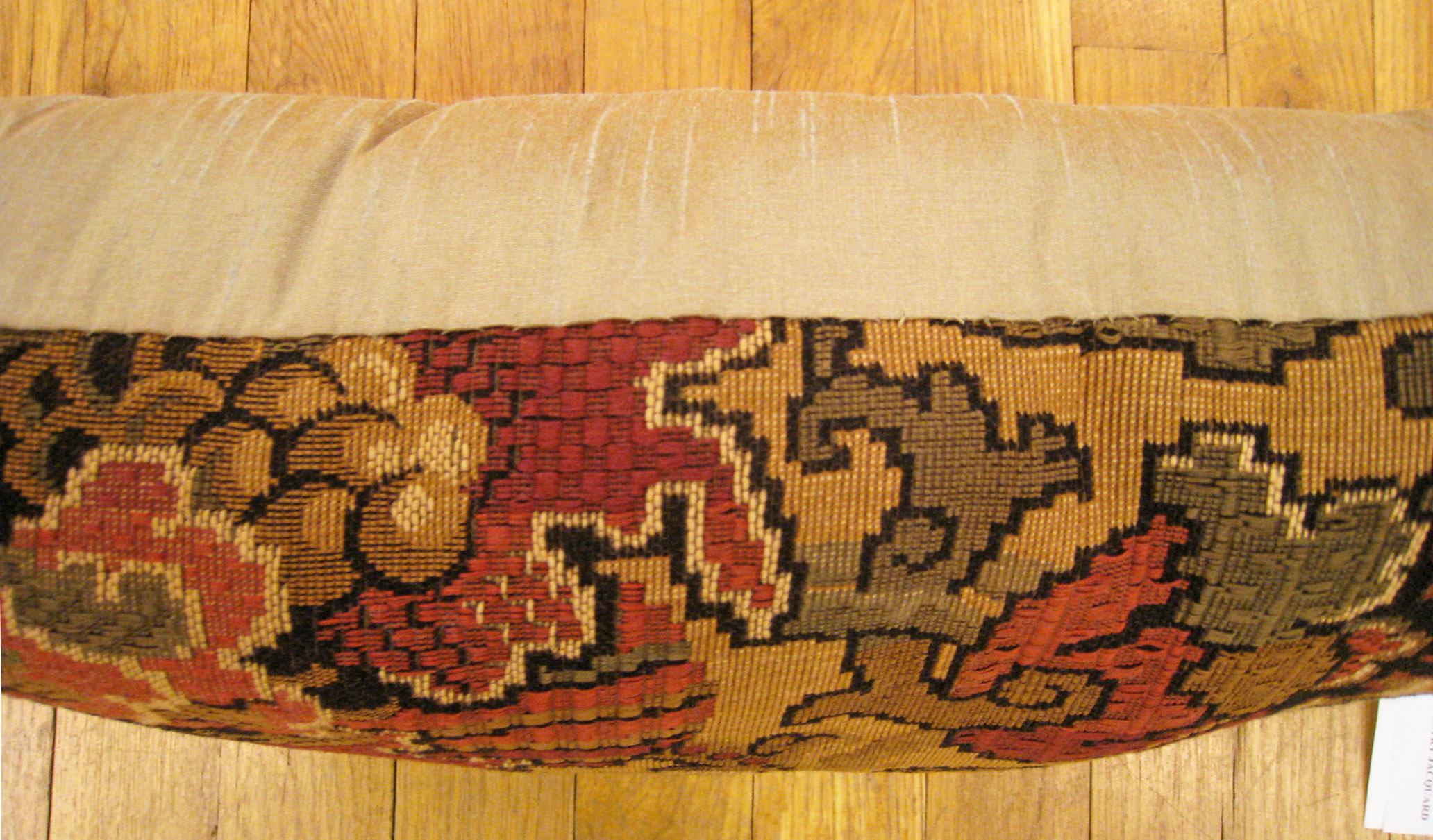 Decorative Antique Jacquard Tapestry Pillow with A Garden Design Allover In Good Condition For Sale In New York, NY