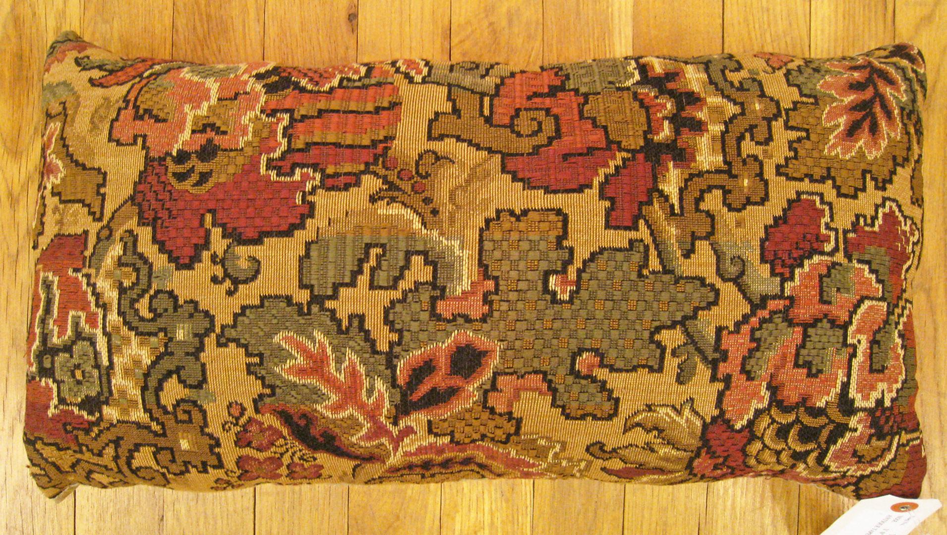 Early 20th Century Decorative Antique Jacquard Tapestry Pillow with A Garden Design Allover For Sale