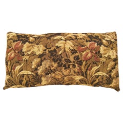 Coussin décoratif ancien en tapisserie jacquard avec motif de jardin sur toute sa surface