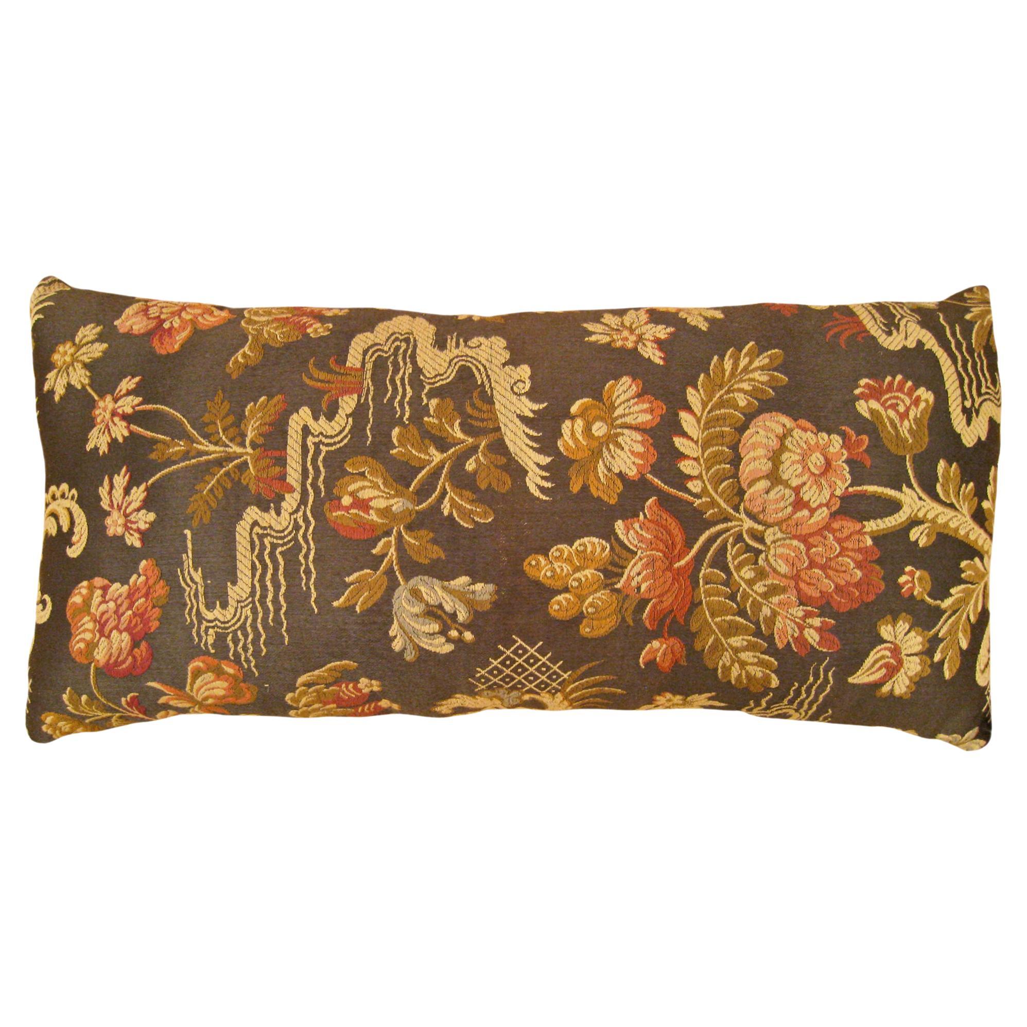 Coussin décoratif ancien en tapisserie jacquard avec motif de jardin sur toute sa surface