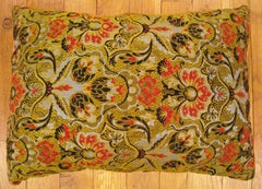 Decorative Antique Jacquard Tapestry Pillow with Floral Elements Allover