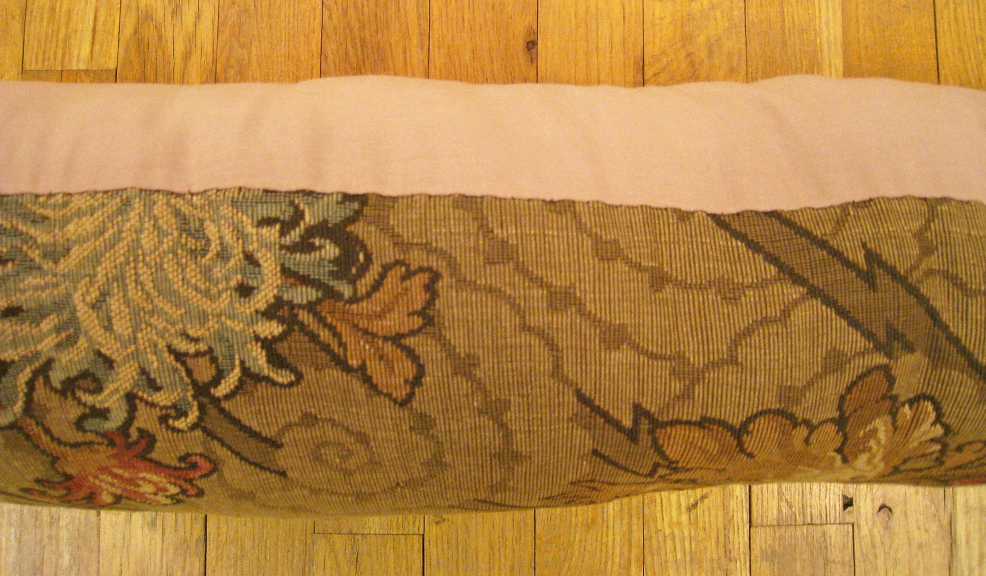 Decorative Antique Jacquard Tapestry Pillow with Floral Elements Allover In Good Condition For Sale In New York, NY