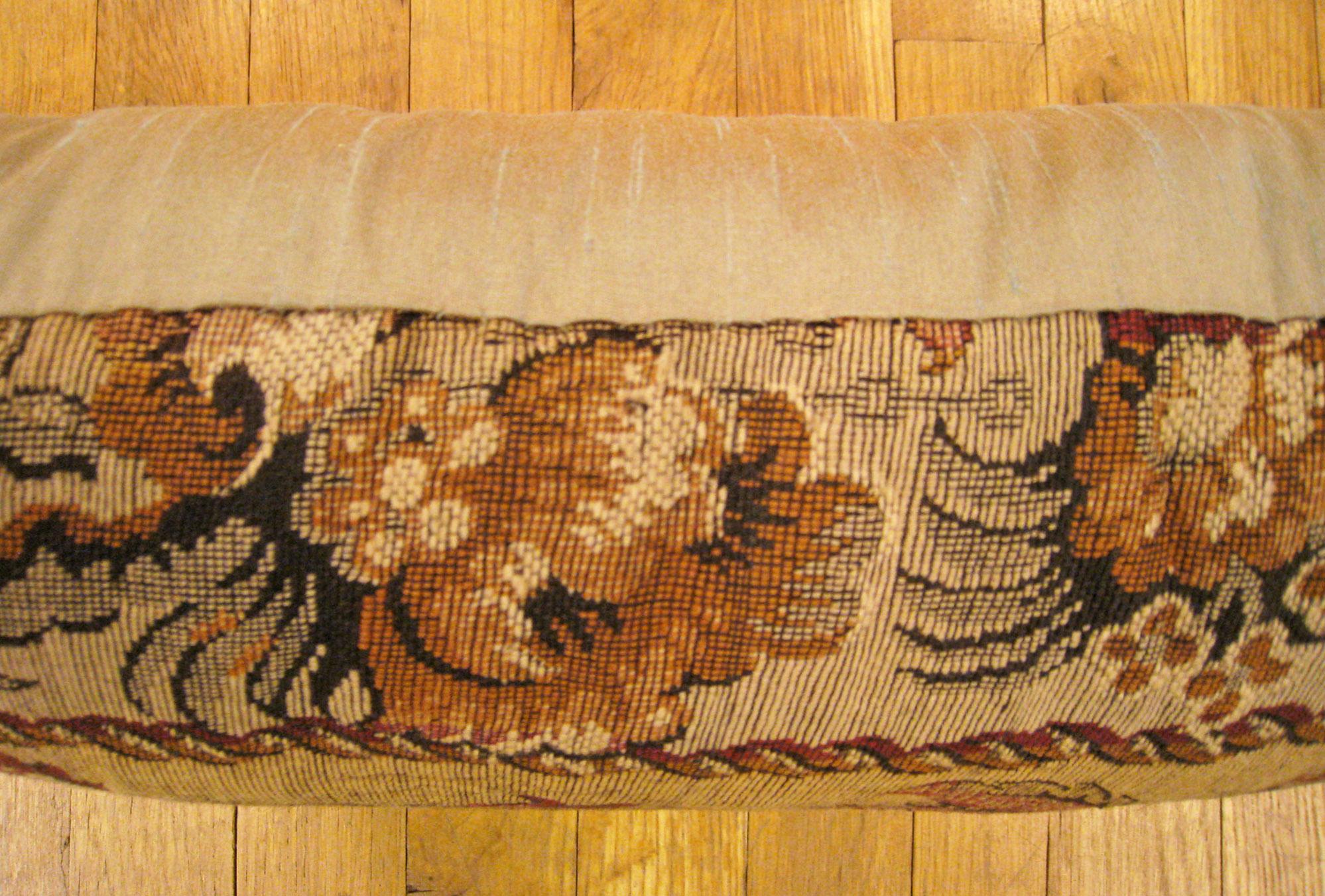 Decorative Antique Jacquard Tapestry Pillow with Floral Elements Allover In Good Condition For Sale In New York, NY