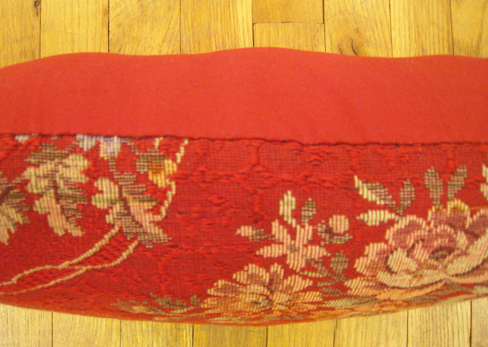 Decorative Antique French Jacquard Tapestry Pillow, with Floral Elements Allover In Good Condition For Sale In New York, NY