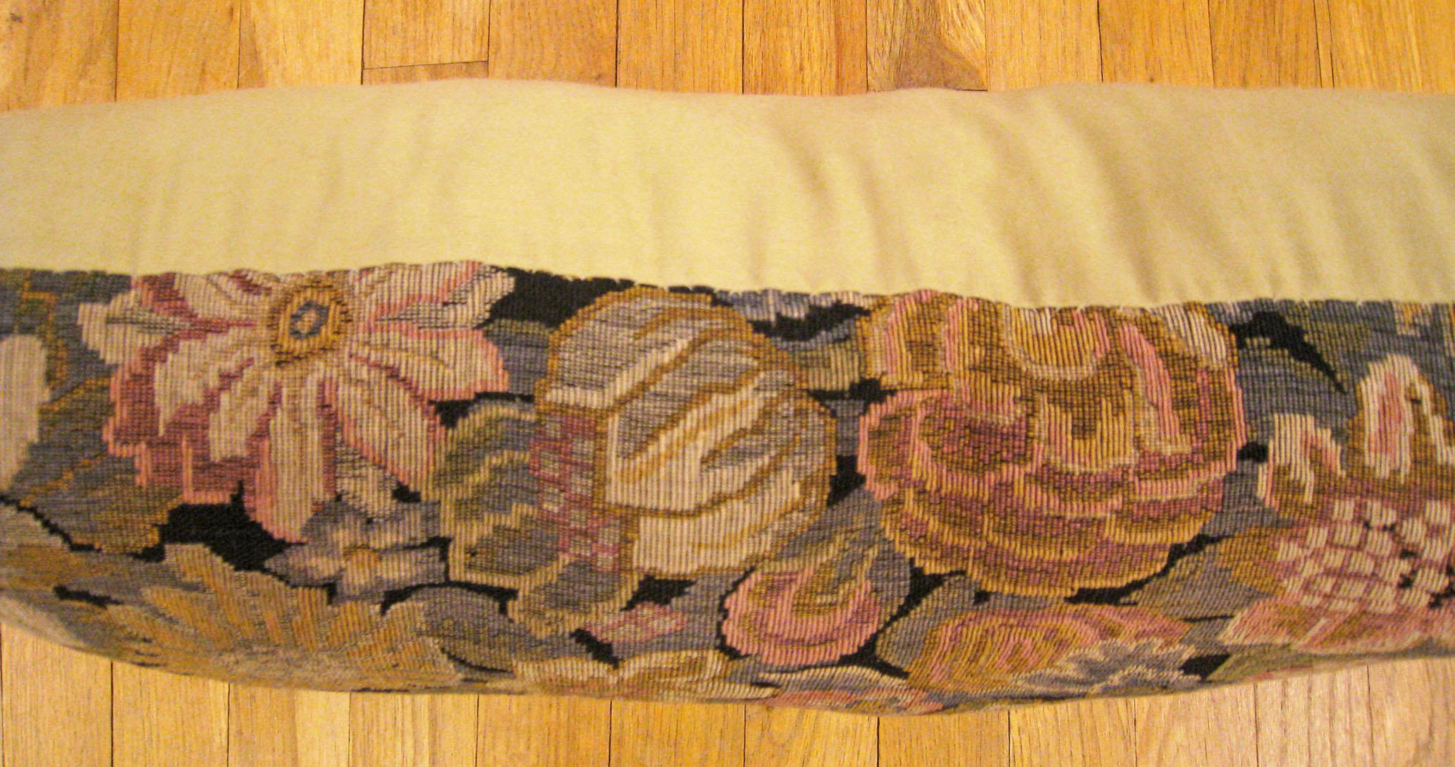 Decorative Antique Jacquard Tapestry Pillow with Floral Elements Allover In Good Condition For Sale In New York, NY