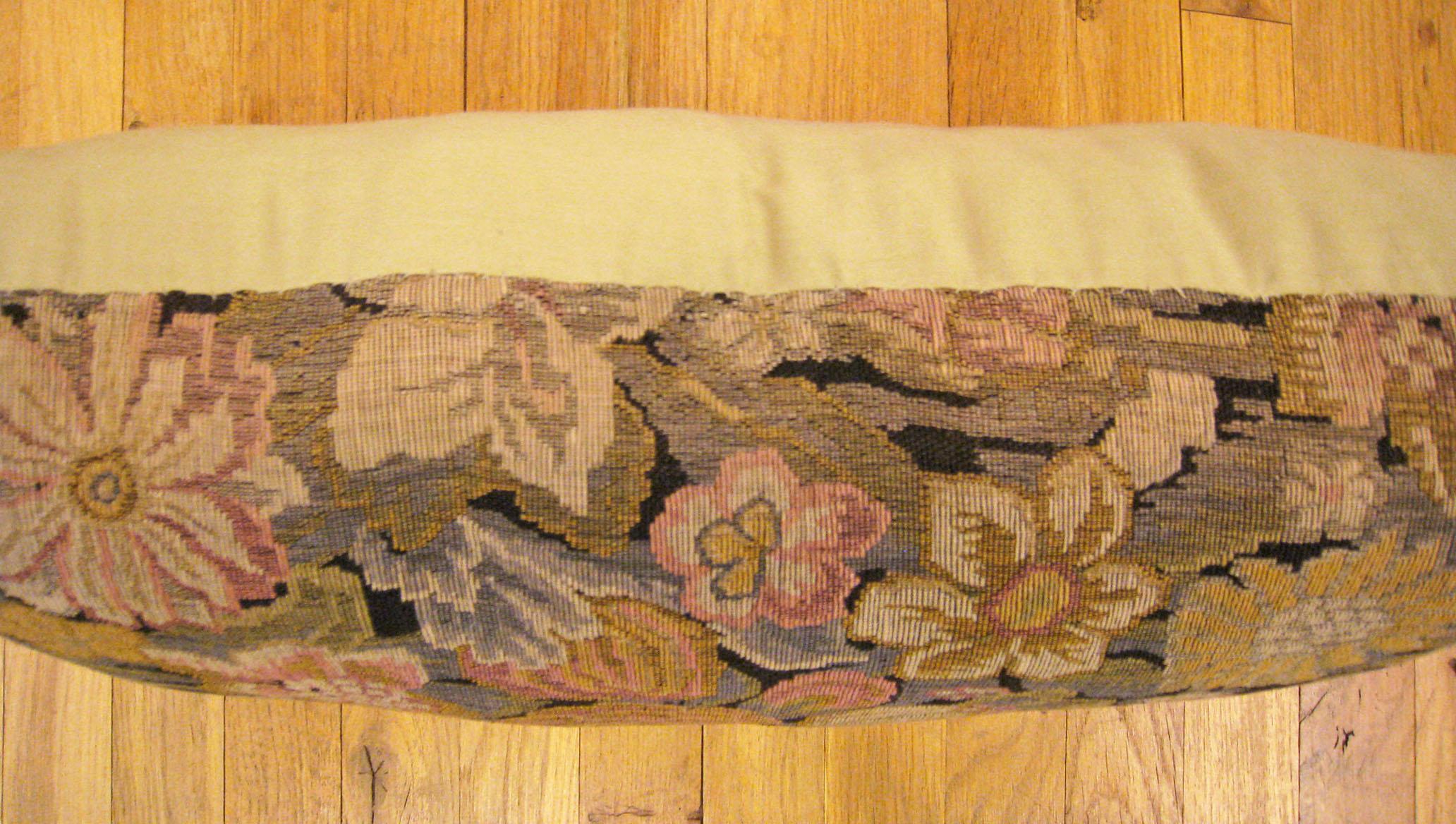 Decorative Antique Jacquard Tapestry Pillow with Floral Elements Allover In Good Condition For Sale In New York, NY