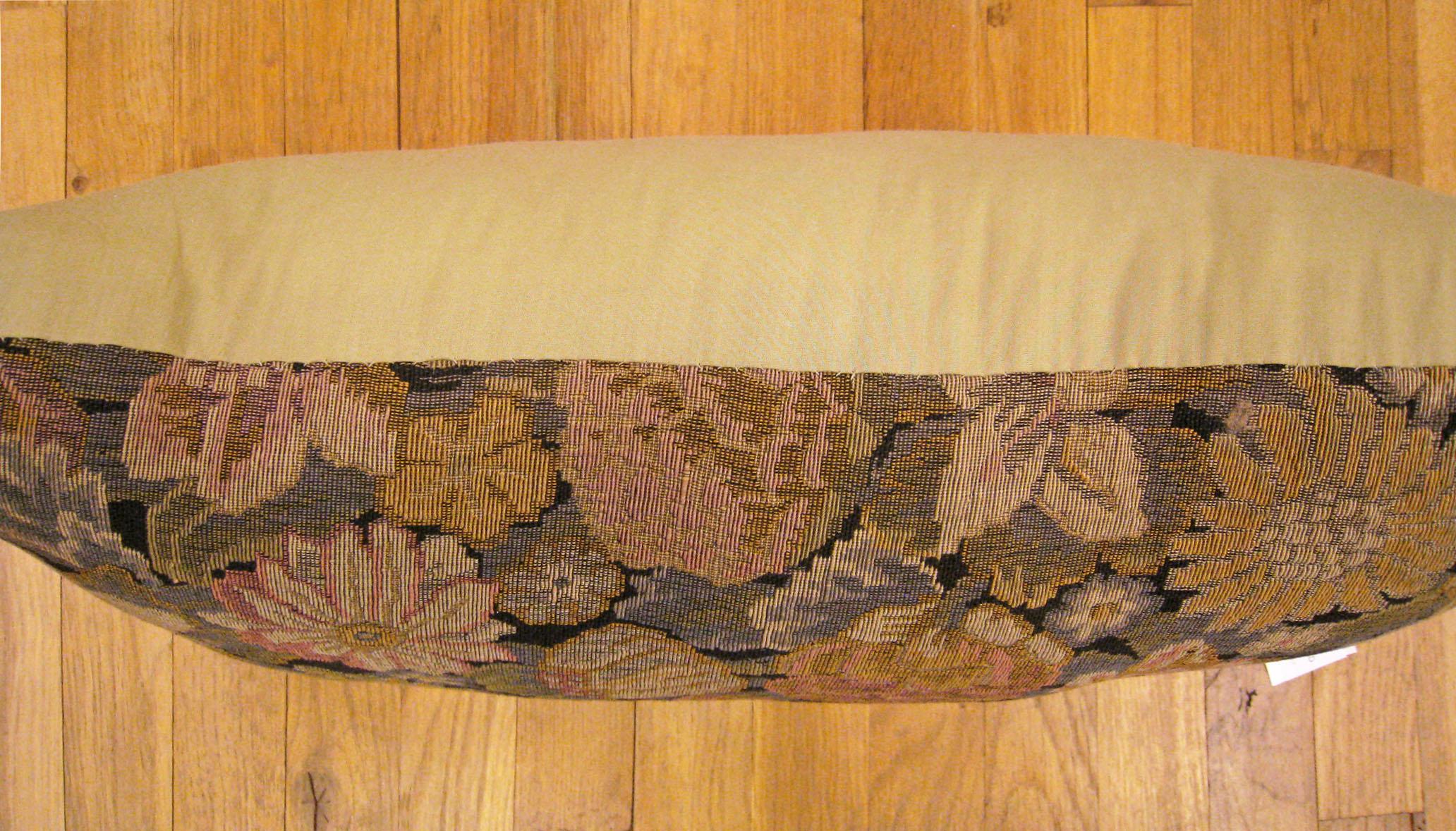 Decorative Antique Jacquard Tapestry Pillow with Floral Elements Allover In Good Condition For Sale In New York, NY