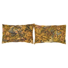 Decorative Antique Jacquard Tapestry Pillow with Floral Elements Allover