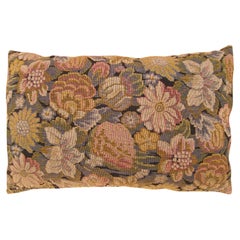 Decorative Antique Jacquard Tapestry Pillow with Floral Elements Allover