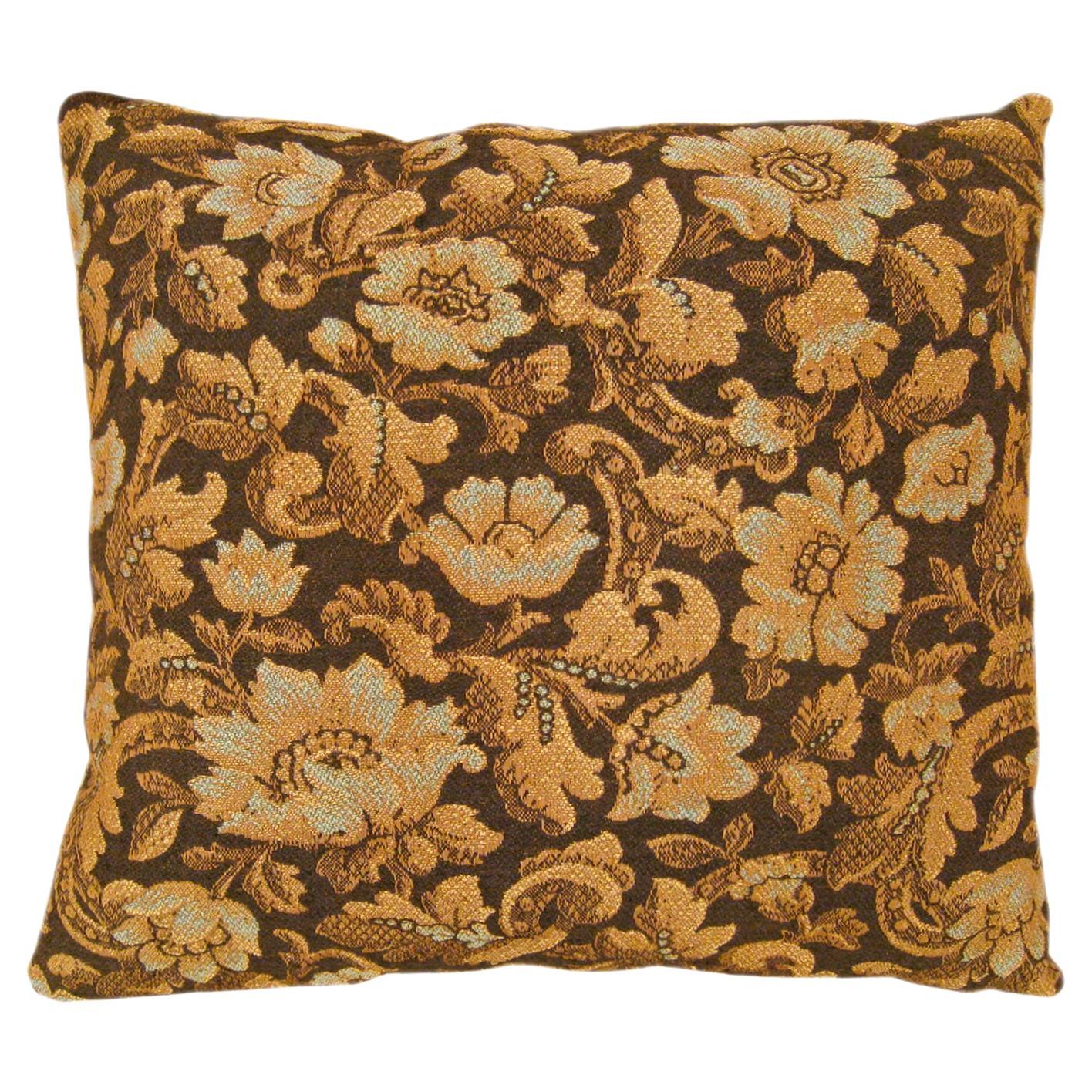 Decorative Antique Jacquard Tapestry Pillow with Floral Elements Allover  For Sale