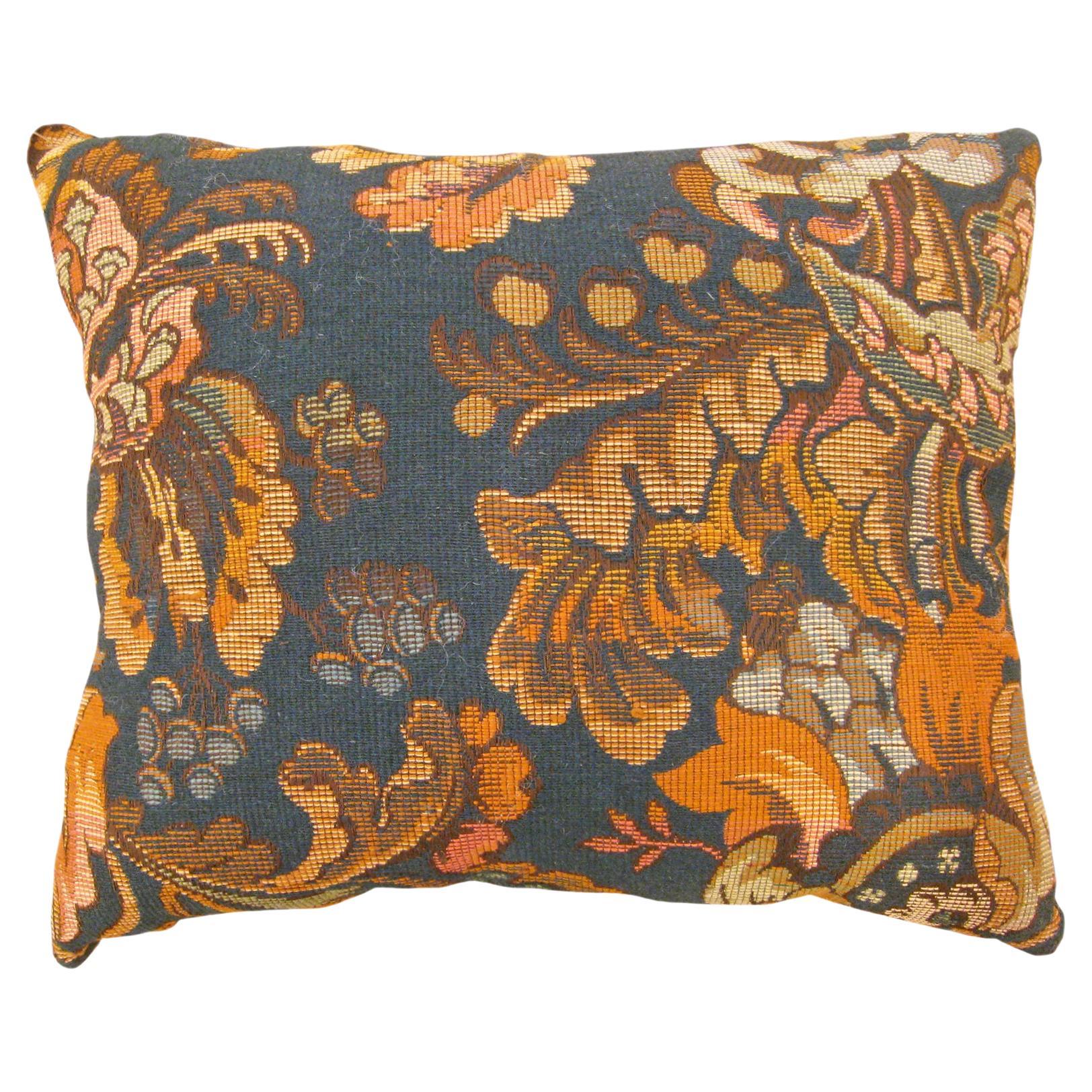 Decorative Antique Jacquard Tapestry Pillow with Floral Elements Allover For Sale