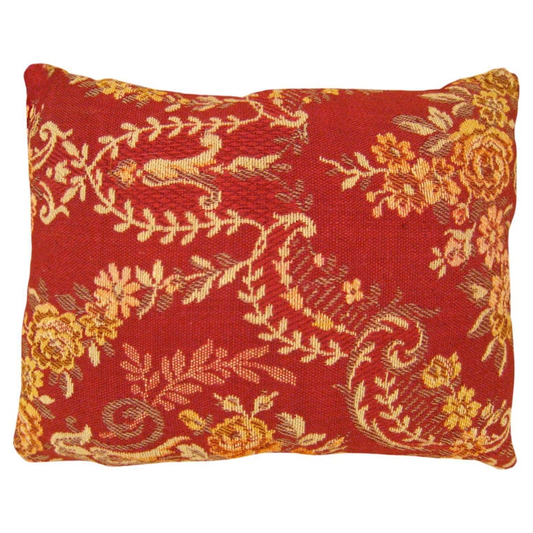 Decorative Antique Jacquard Tapestry Pillow with Floral Elements