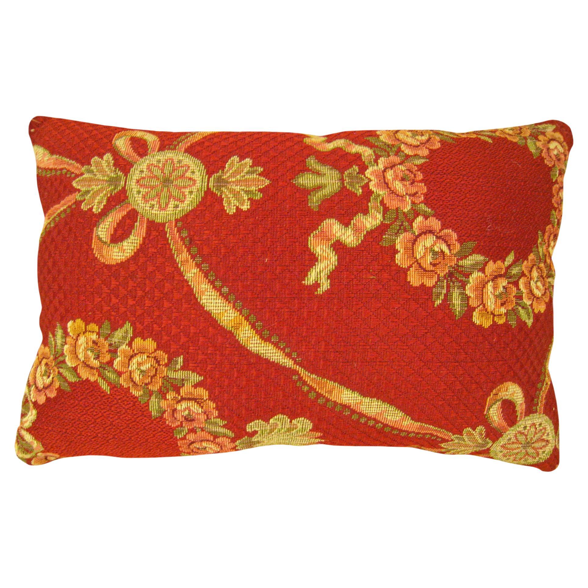Decorative Antique Jacquard Tapestry Pillow with Floral Elements Allover For Sale