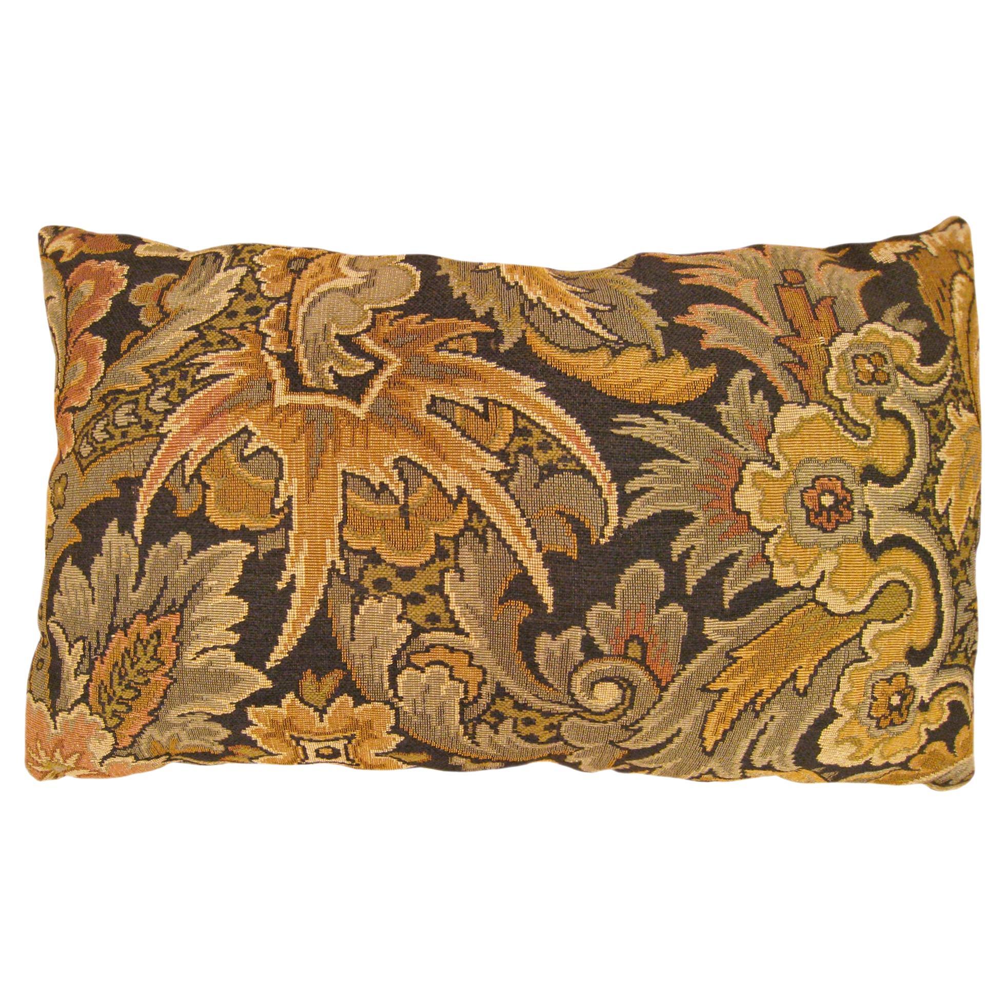 Decorative Antique Jacquard Tapestry Pillow with Floral Elements For Sale
