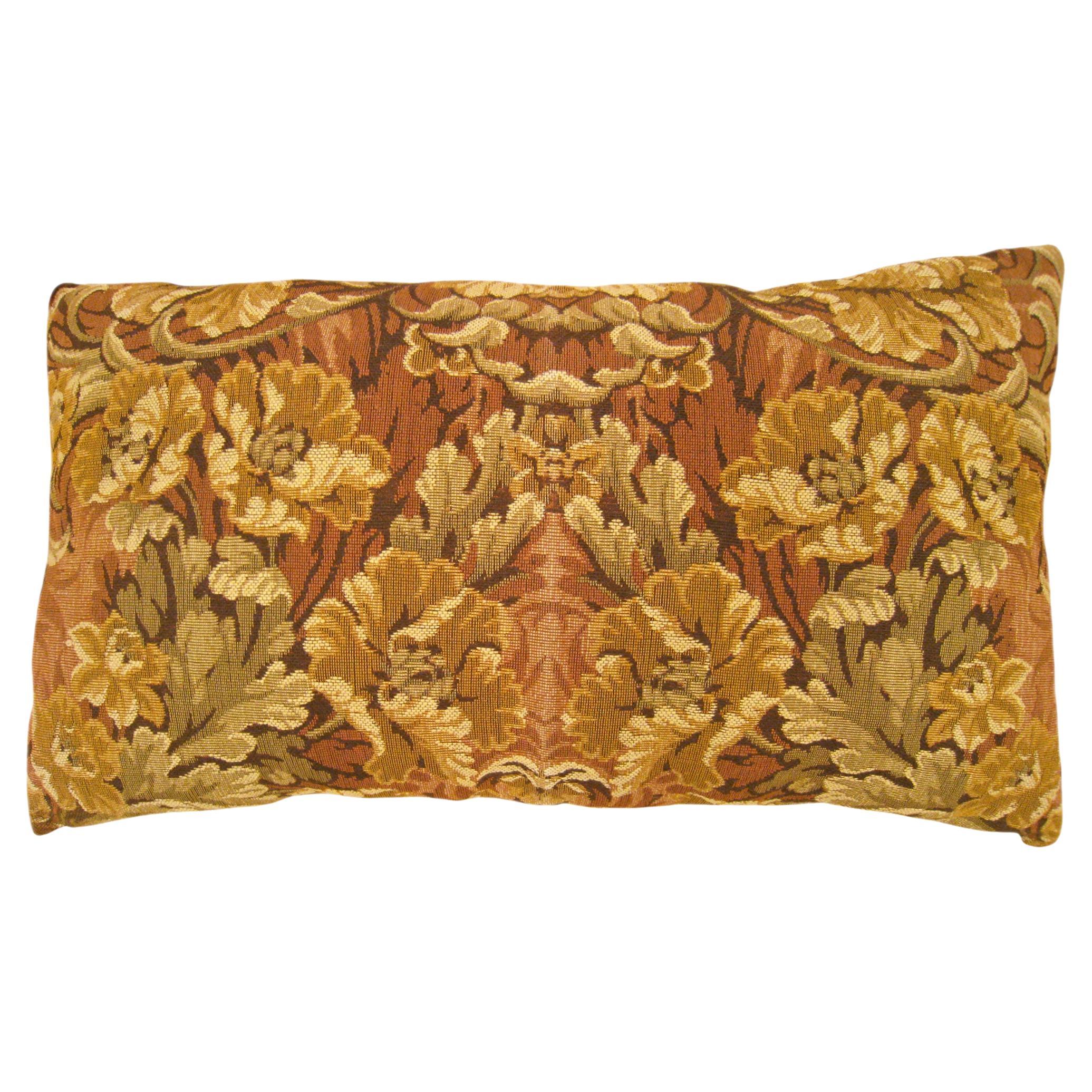 Decorative Antique Jacquard Tapestry Pillow with Floral Elements  For Sale