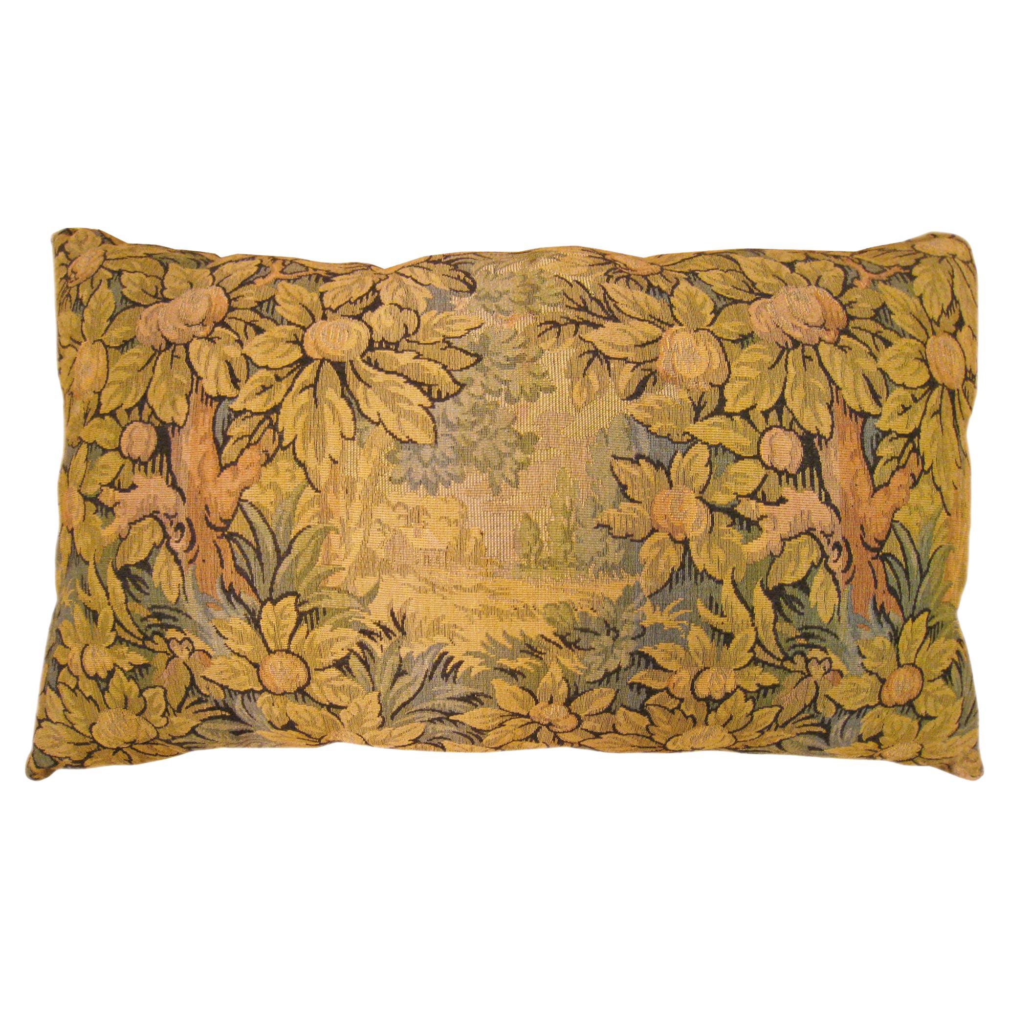 Decorative Antique Jacquard Tapestry Pillow with Trees Allover For Sale