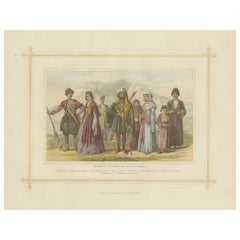 Dekorative antike Lithographie der georgianischen, mittelalterlichen und armenischen und armenischen Rennen, 1882