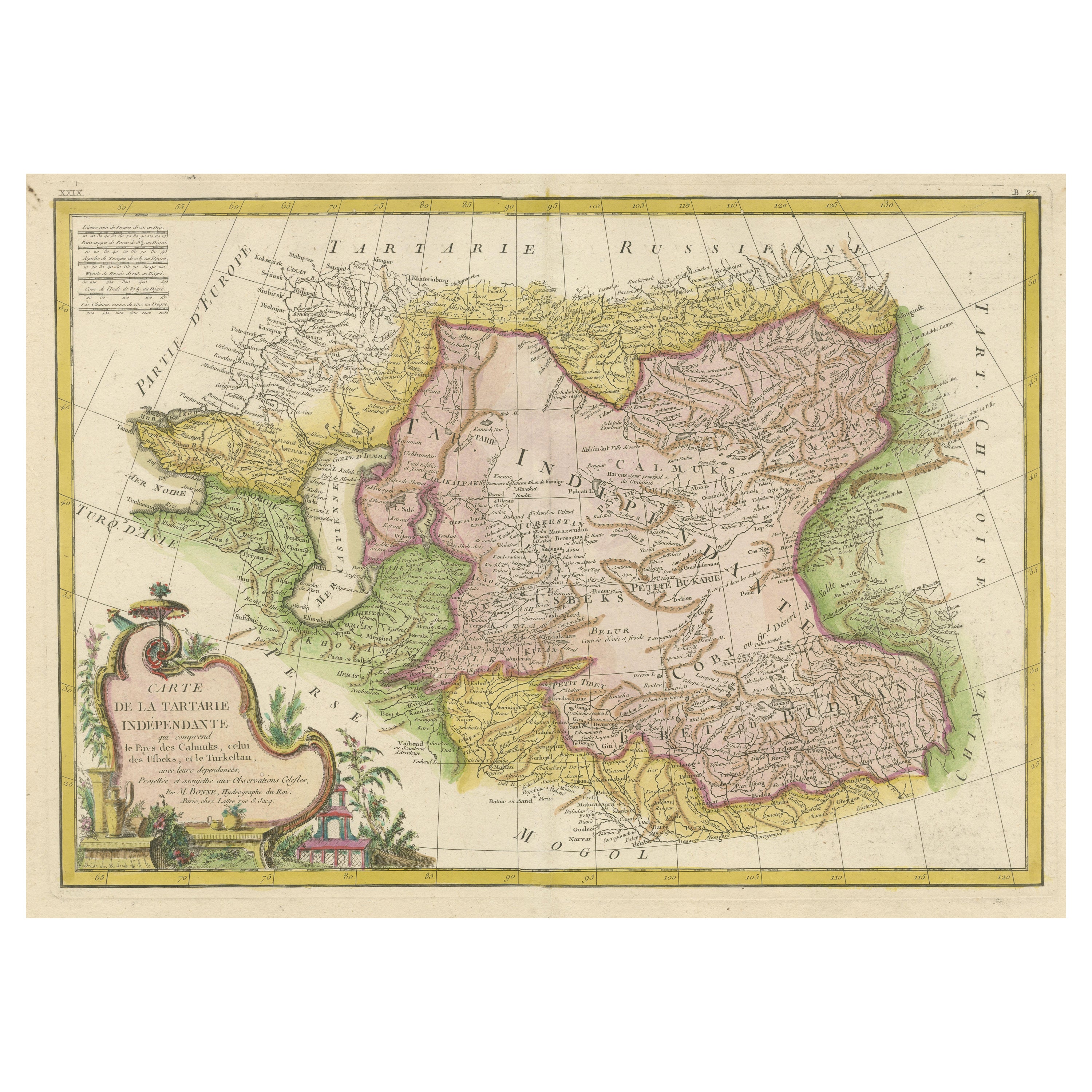 Mapa antiguo decorativo de Asia Central
