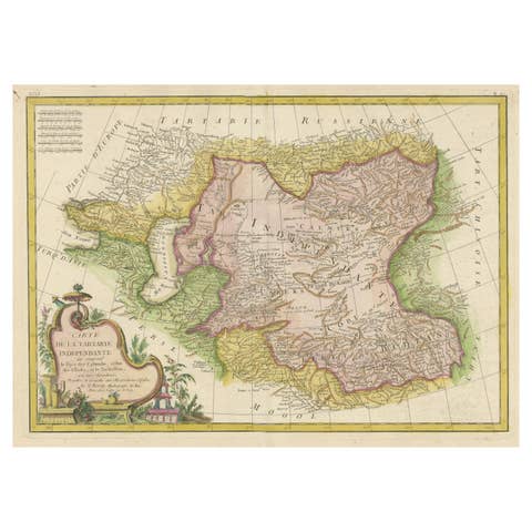 Decorative Antique Map of Central Asia, circa 1785