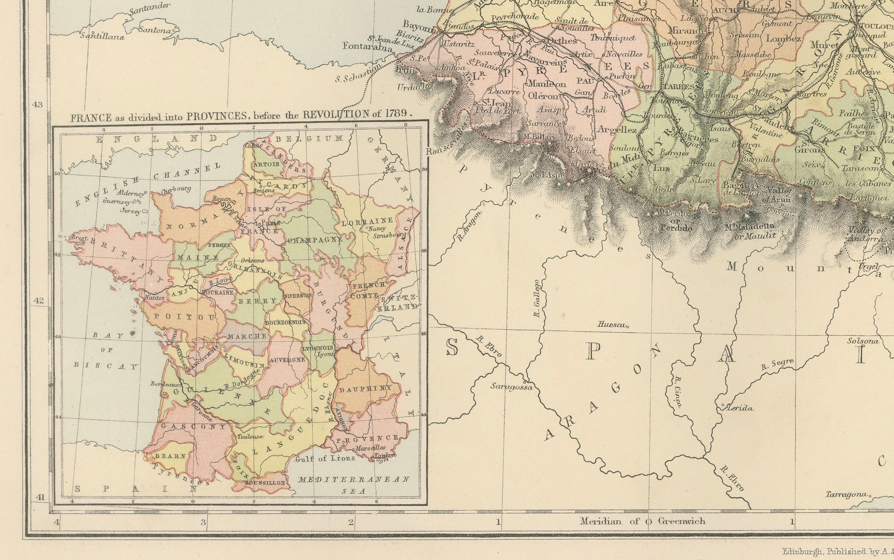 Dekorative antike Karte von Frankreich in Departements - Collectional Print, 1884 im Zustand „Gut“ im Angebot in Langweer, NL