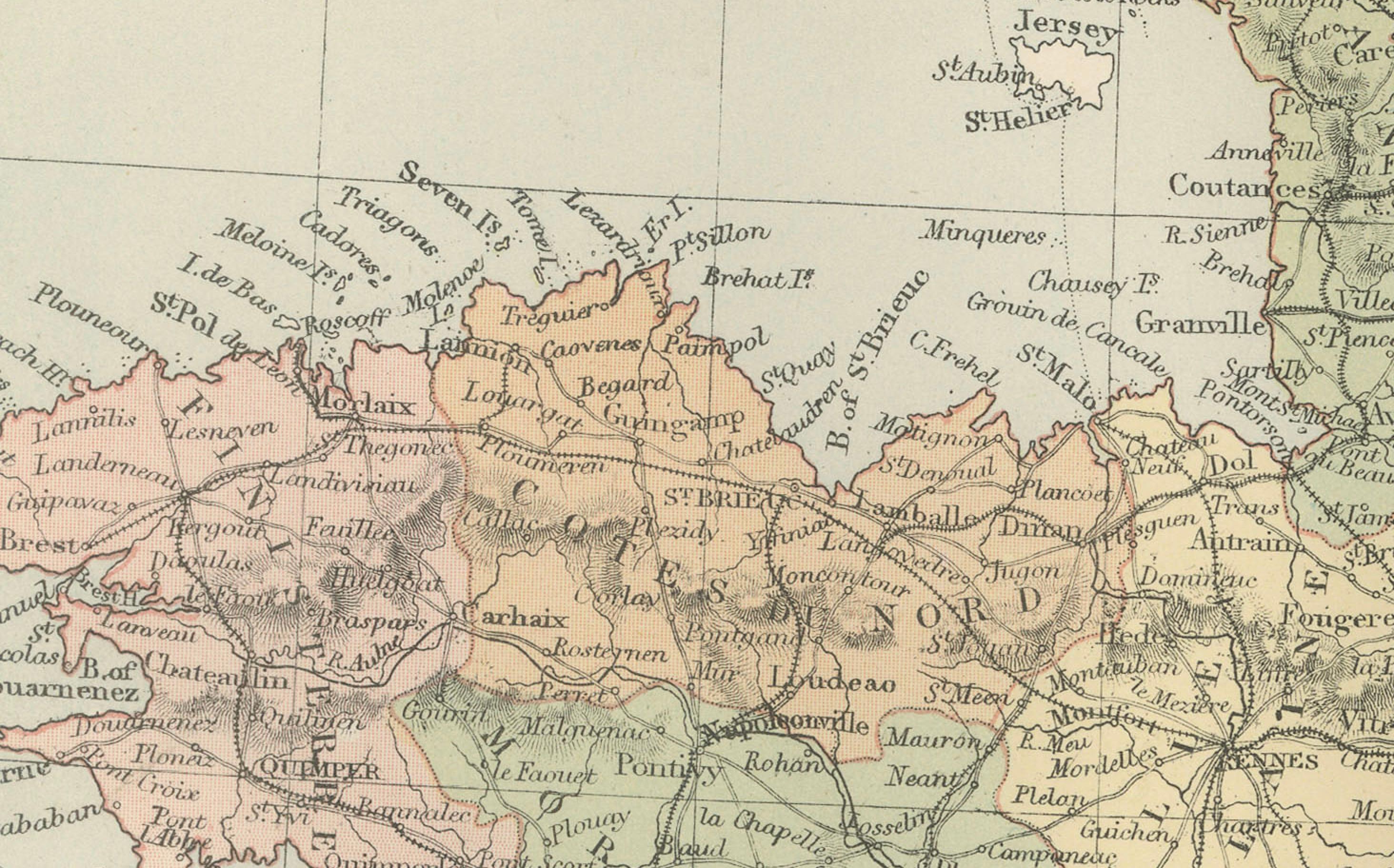 Dekorative antike Karte von Frankreich in Departements - Collectional Print, 1884 (Spätes 19. Jahrhundert) im Angebot