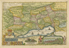 Decorative Antique Map of Neuchâtel & Lake Neuchâtel with Heraldry, 1706