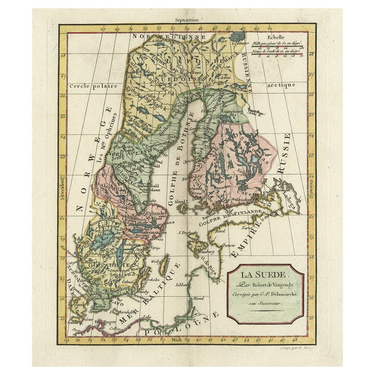 Decorative Antique Map of Sweden and Part of Finland, 1806
