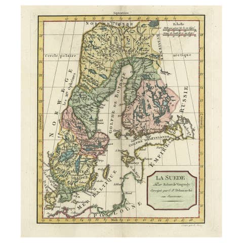 Decorative Antique Map of Sweden and Part of Finland, 1806