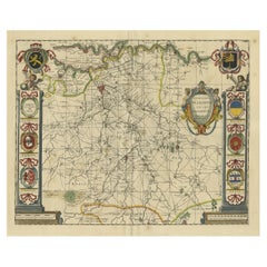 Carte décorative ancienne de la province néerlandaise du Noord-Brabant, vers 1640