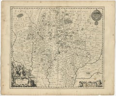 Carte décorative ancienne de la région de Quercy en France, 1657