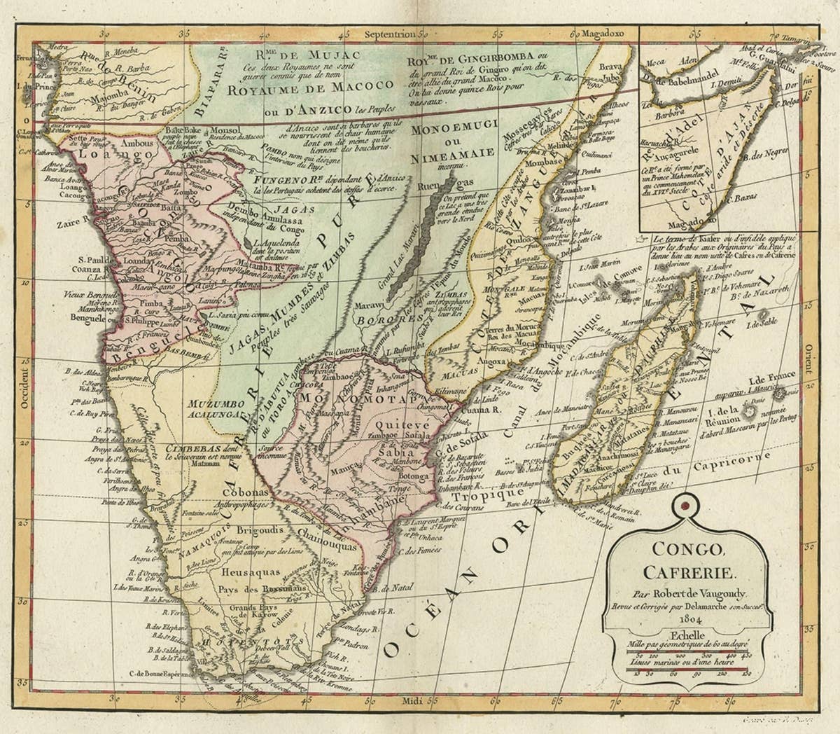 Decorative Antique Map of the Southern Part of Africa, 1806