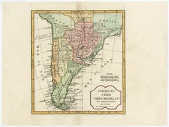 Decorative Antique Map of the Southern Part of South America, 1806