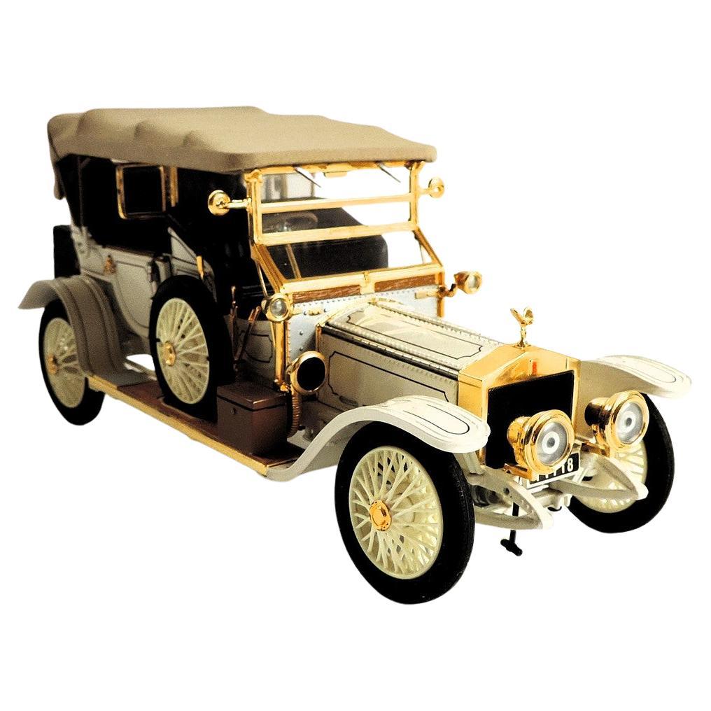 Modèle de carrosserie décoratif antique rare Rolls Royce Cream Car Franklin Mint 1911 Royaume-Uni en vente