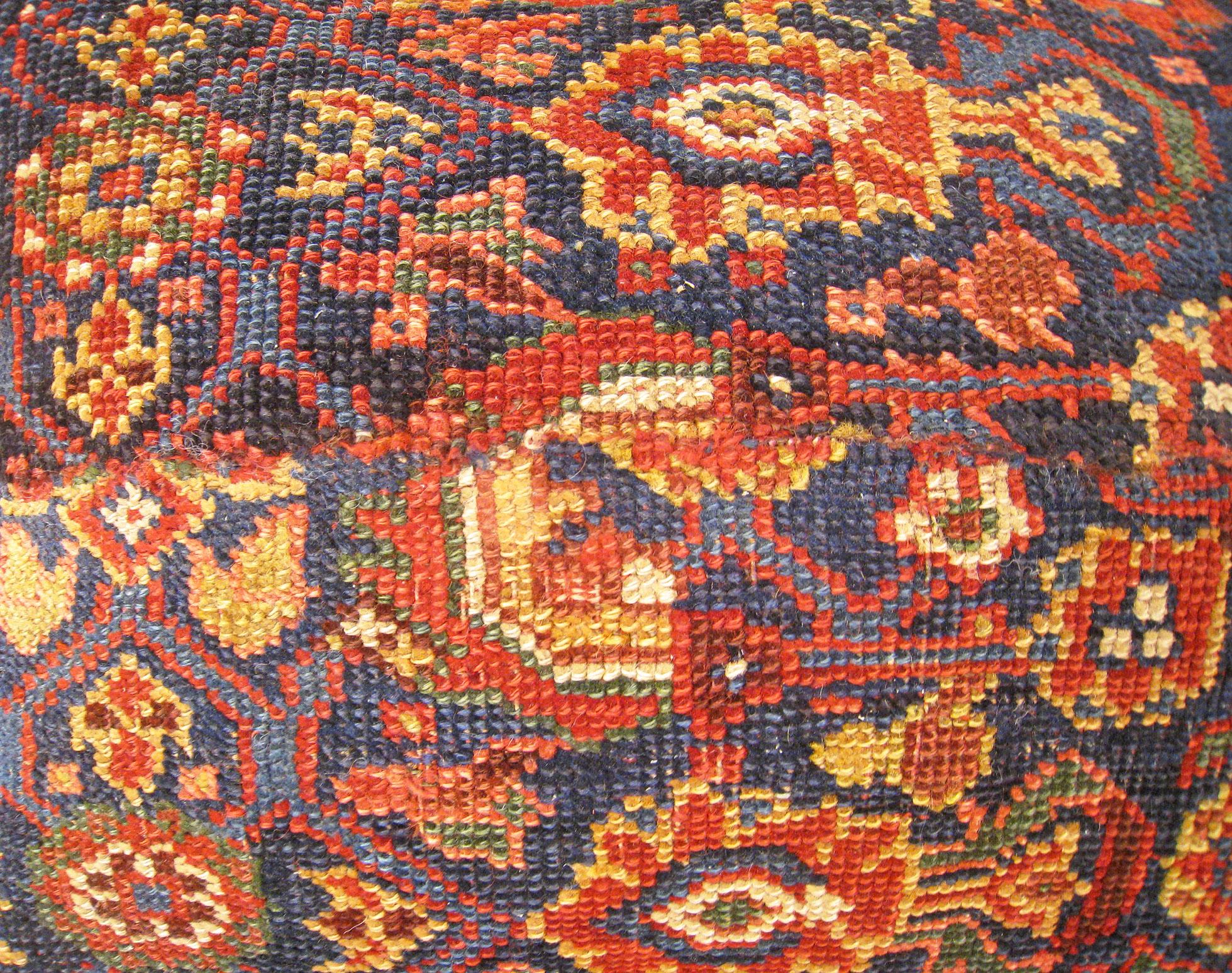 Decorative Antique Northwest Persian Rug Pillow with Floral Elements In Good Condition For Sale In New York, NY