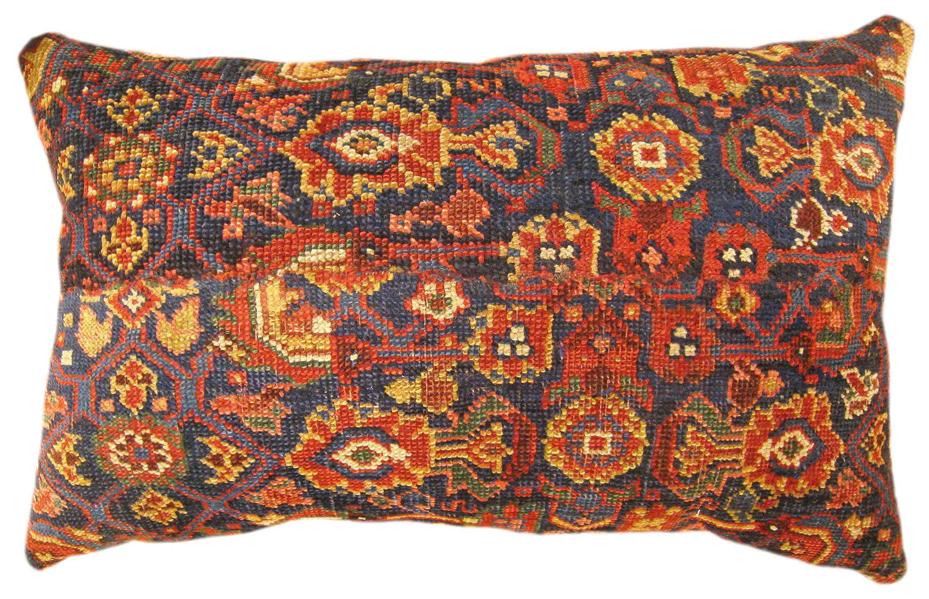 Decorative Antique Northwest Persian Rug Pillow with Floral Elements