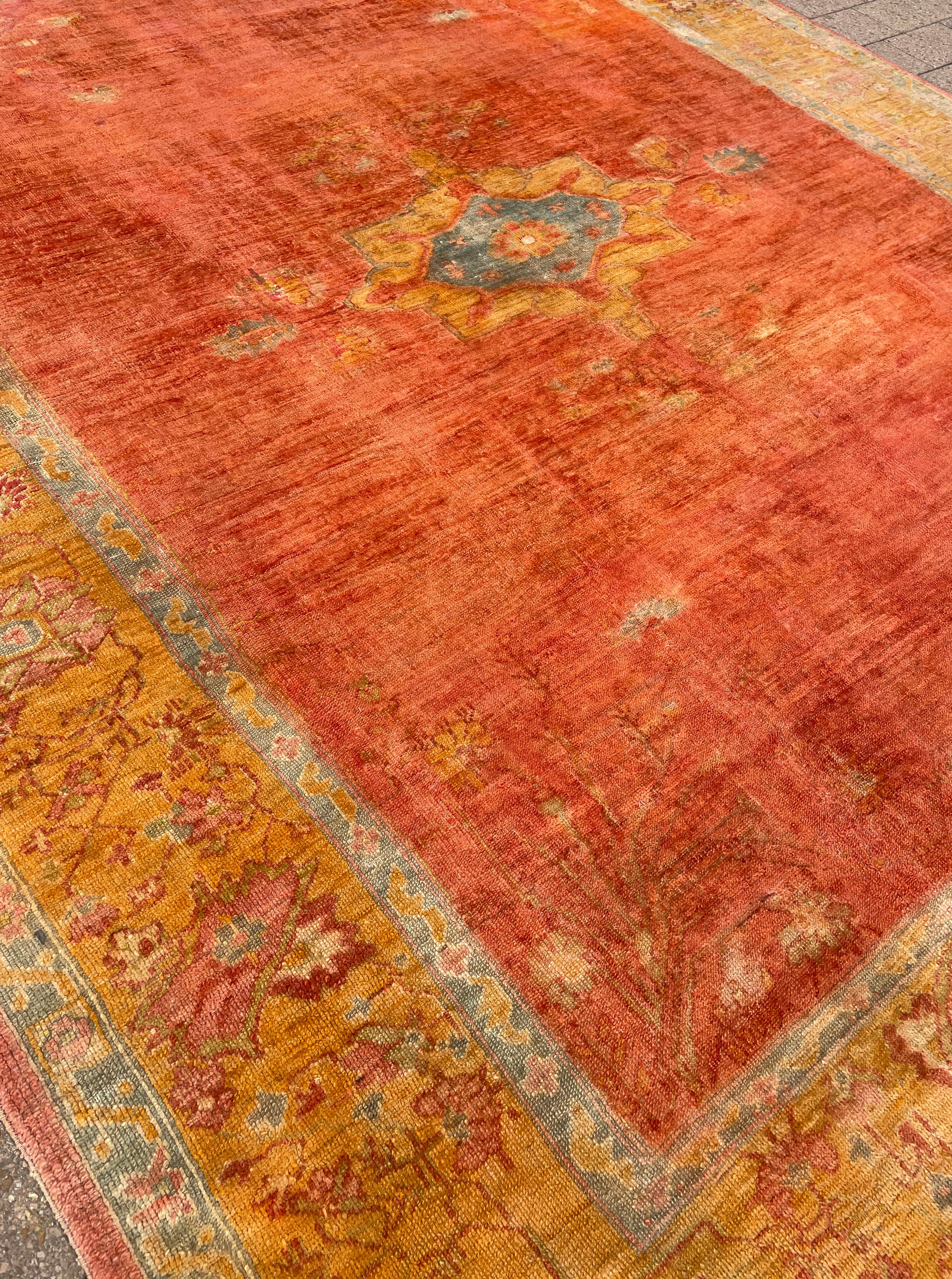 Antique Oushak Carpet, Most decorative For Sale 9