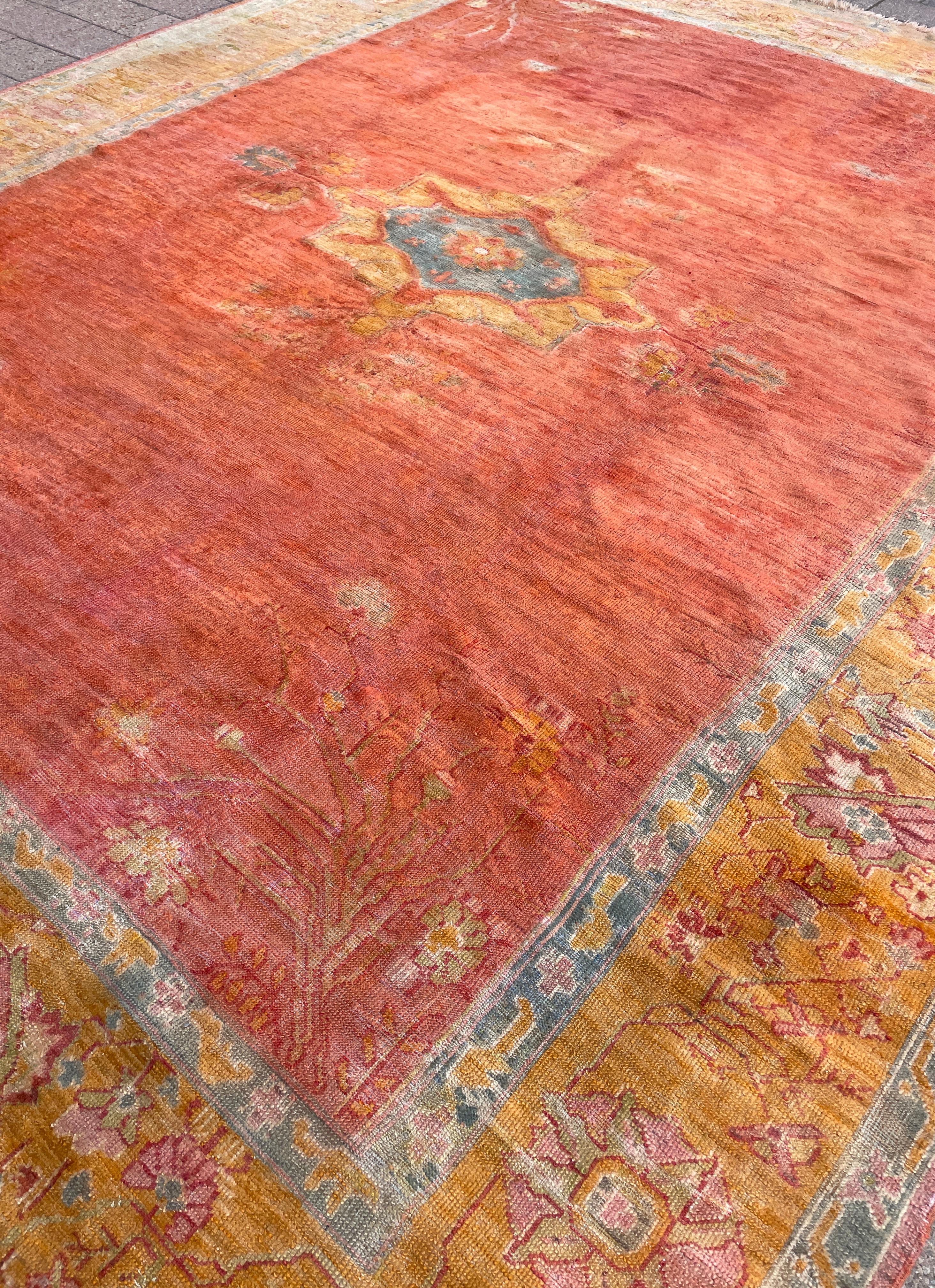 19th Century Antique Oushak Carpet, Most decorative For Sale