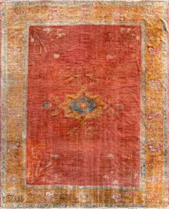 Antiker Oushak-Teppich, meistdekoriert