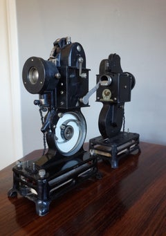 Decorative Antique Pathé Baby Projector Bookends with Felix the Cat Cartoon Film