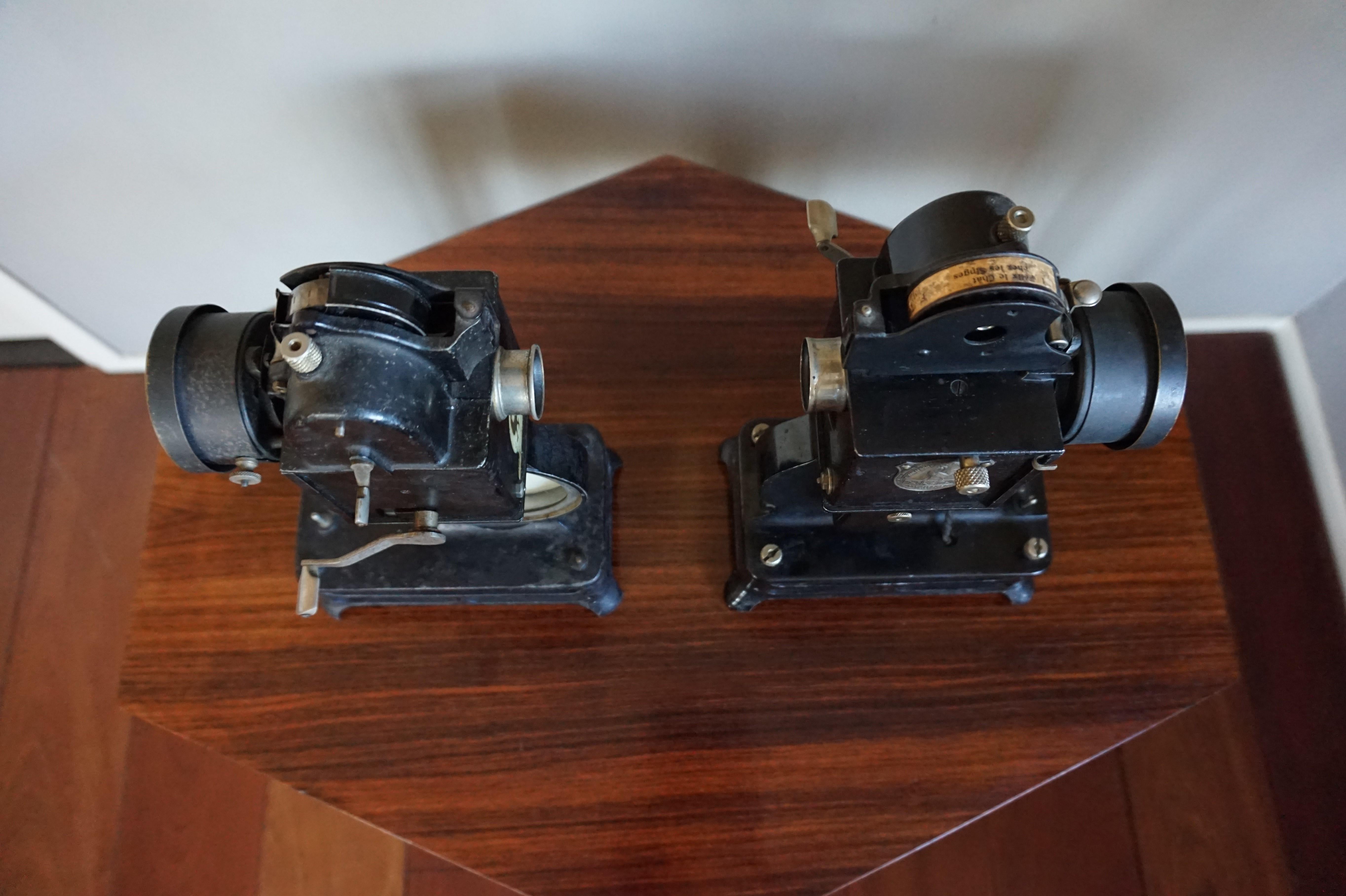 Arts and Crafts Decorative Antique Pathé Baby Projector Bookends with Felix the Cat Cartoon Film