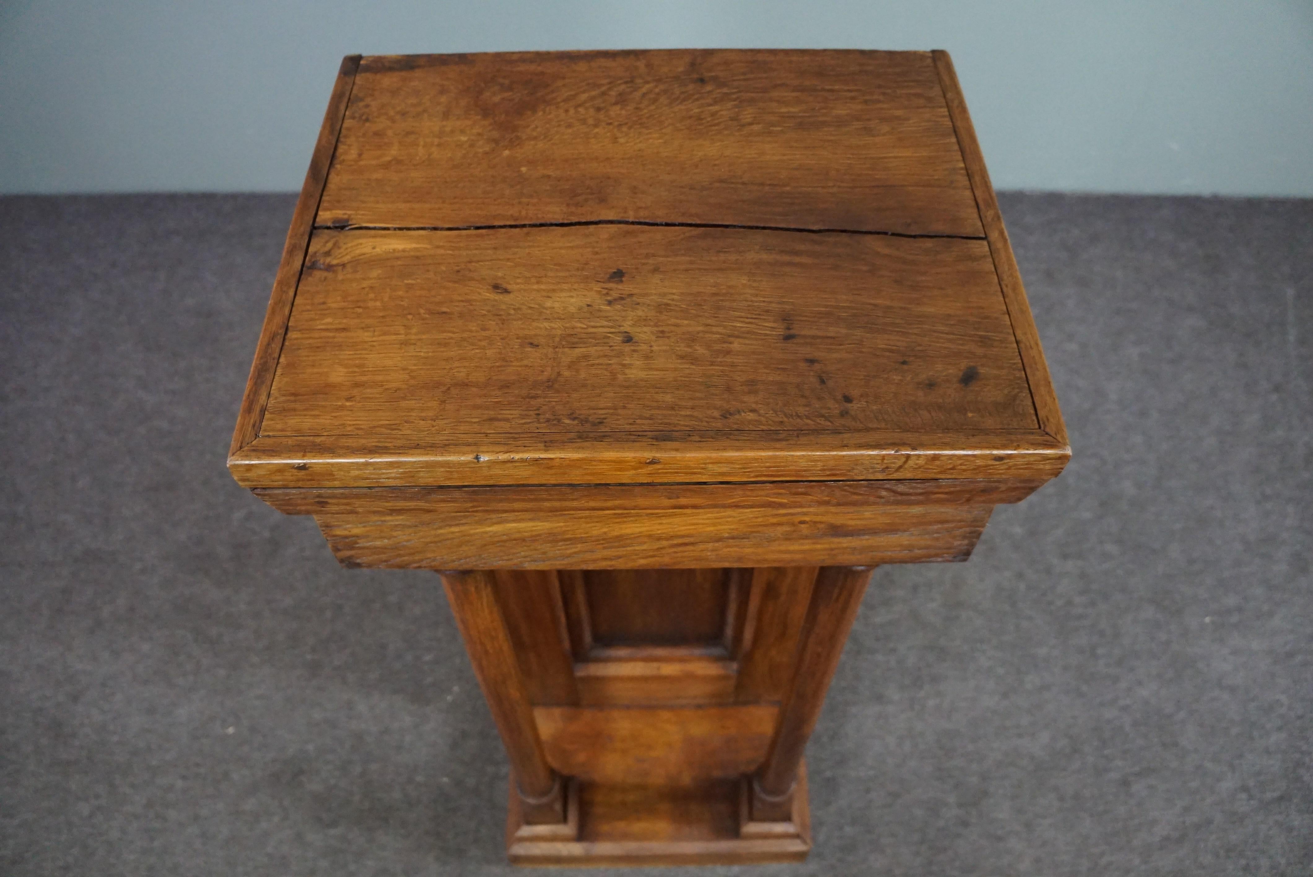 Wood Decorative antique pedestal, hall table, plant table, column For Sale